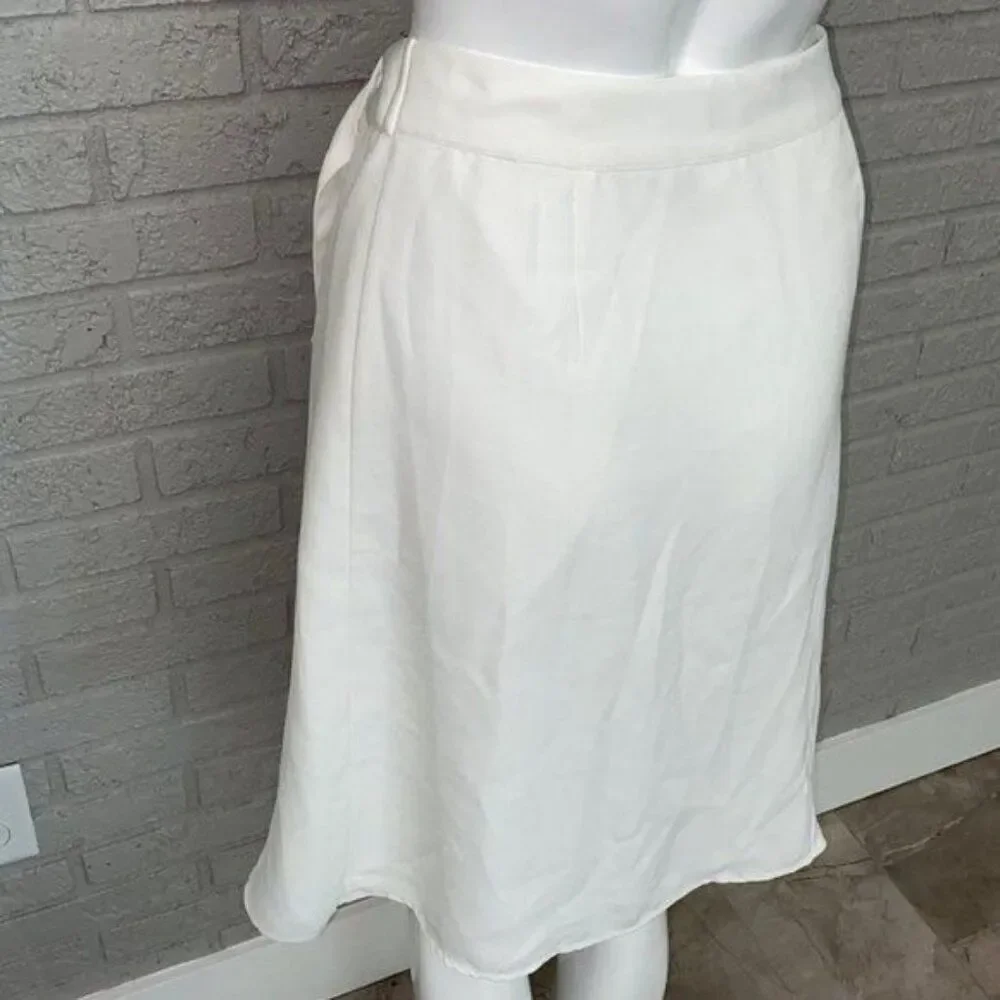 Vince Camuto Women White Hi-Lo Hem Wrap Skirt Size 8P